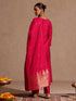 Janasya Women's Pink Silk Blend Zari Yoke Embroidered Straight Kurta Set